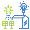 Icons showing maximizing energy production